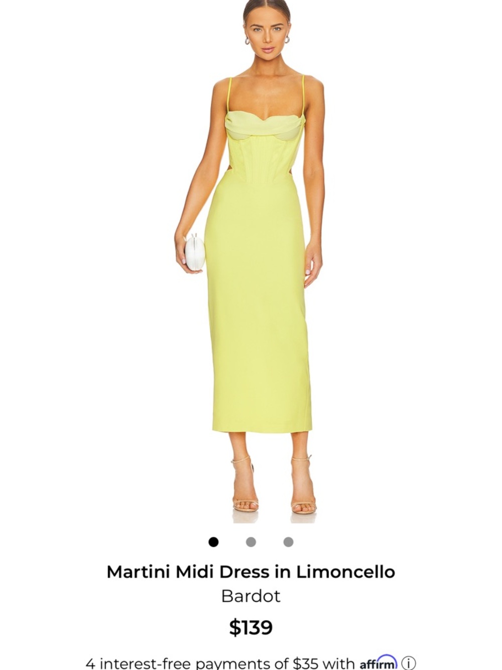 Bardot Limoncello Yellow Spaghetti-Strap Midi Dress